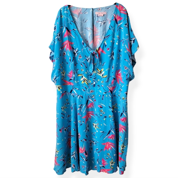 In Every Story Tropical Blue Floral Midi Dress size 2X - Picture 13 of 13